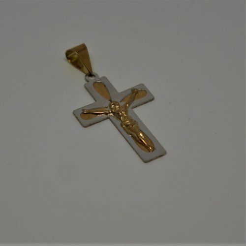 alt=\"Crucifijo de Oro Blanco y Oro de ley 18 K. jpg. www.santelmotienda.com\"