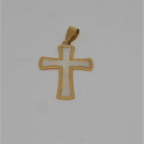 alt=\"Cruz de Oro de ley 18 K. y nacar. www.santelmotienda.com\"