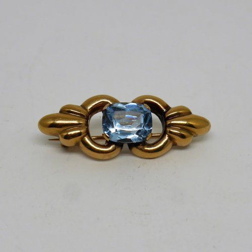 alt:\"broche antiguo oro de ley con topacio azul. www.santelmotienda