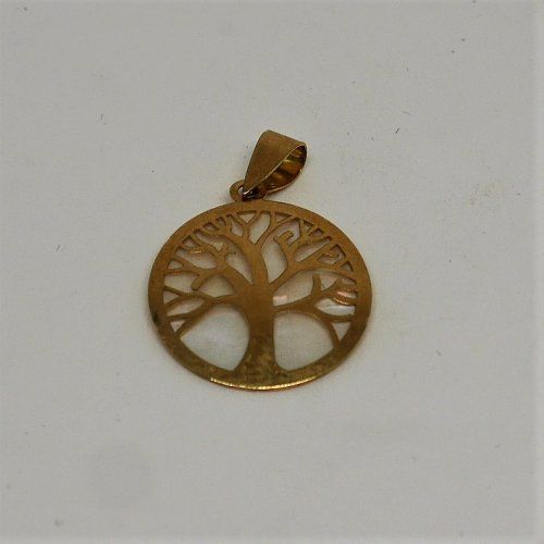 alt=\"Medalla de Oro de ley 18 K. y nacar imagen arbol de la vida. www.santelmotienda.com\"